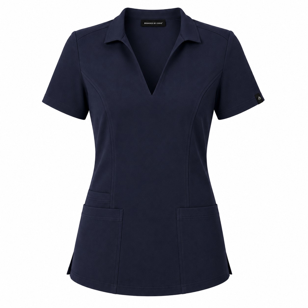 The Branded Top – Open Collar Midnight