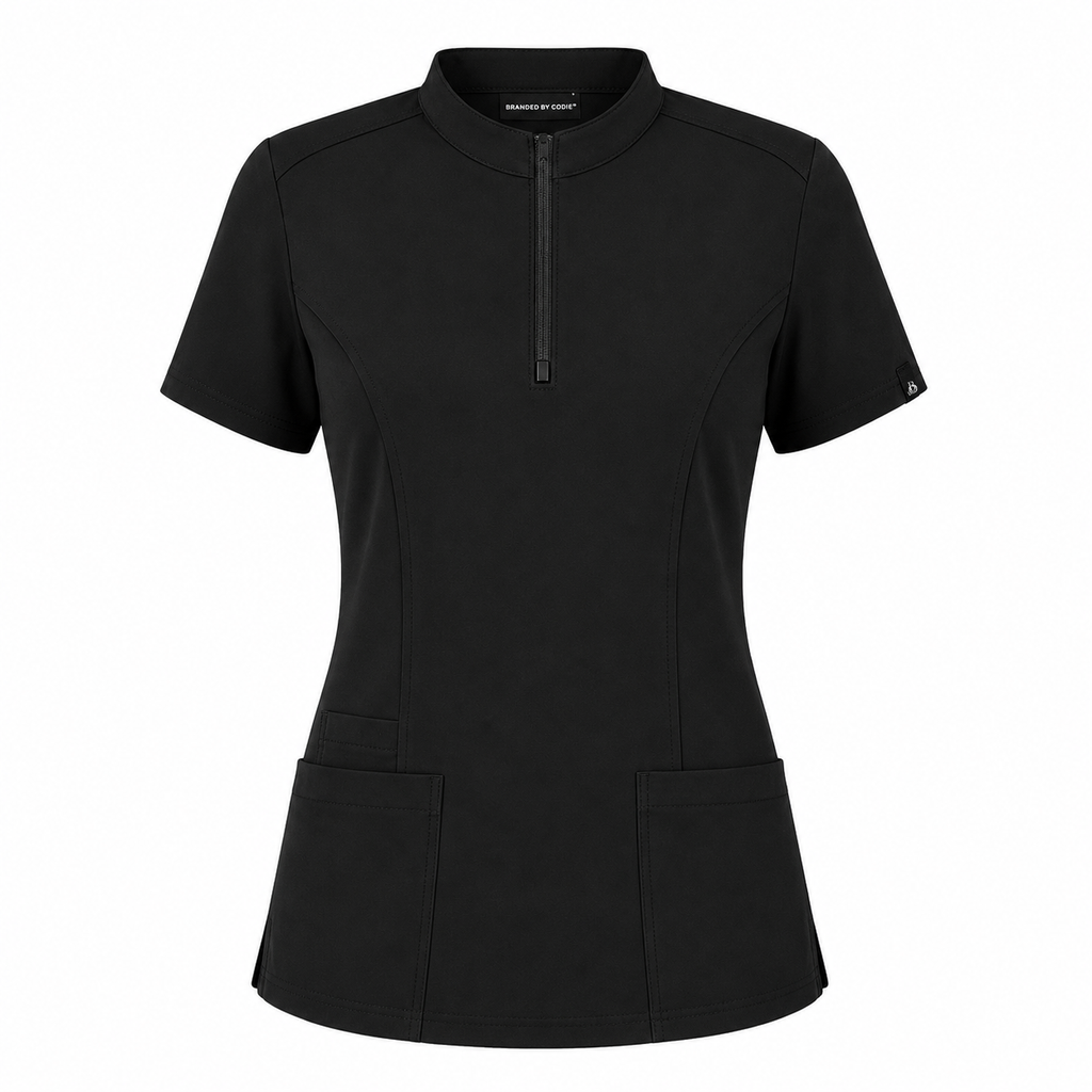 The Branded Top – High Zip Neck Black