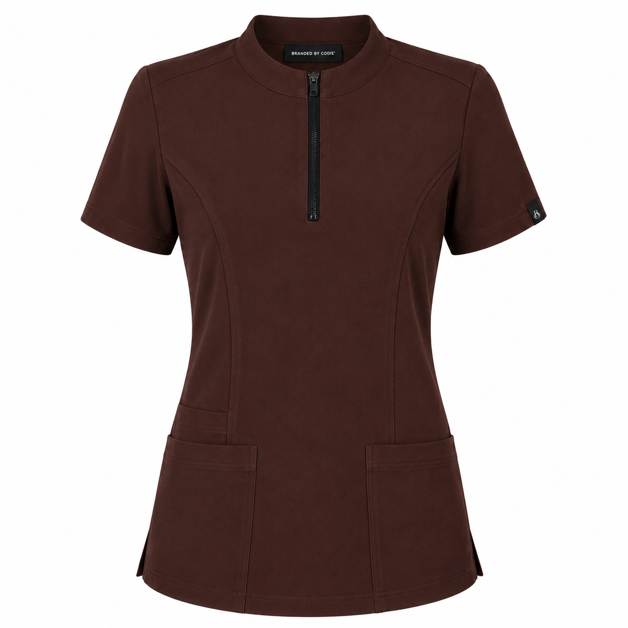 The Branded Top – High Zip Neck Chocolate