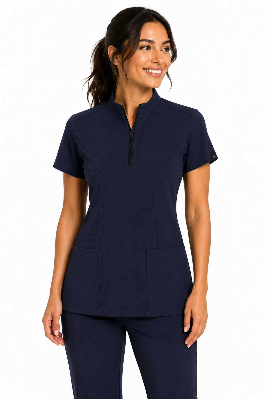 The Branded Top – High Zip Neck Midnight