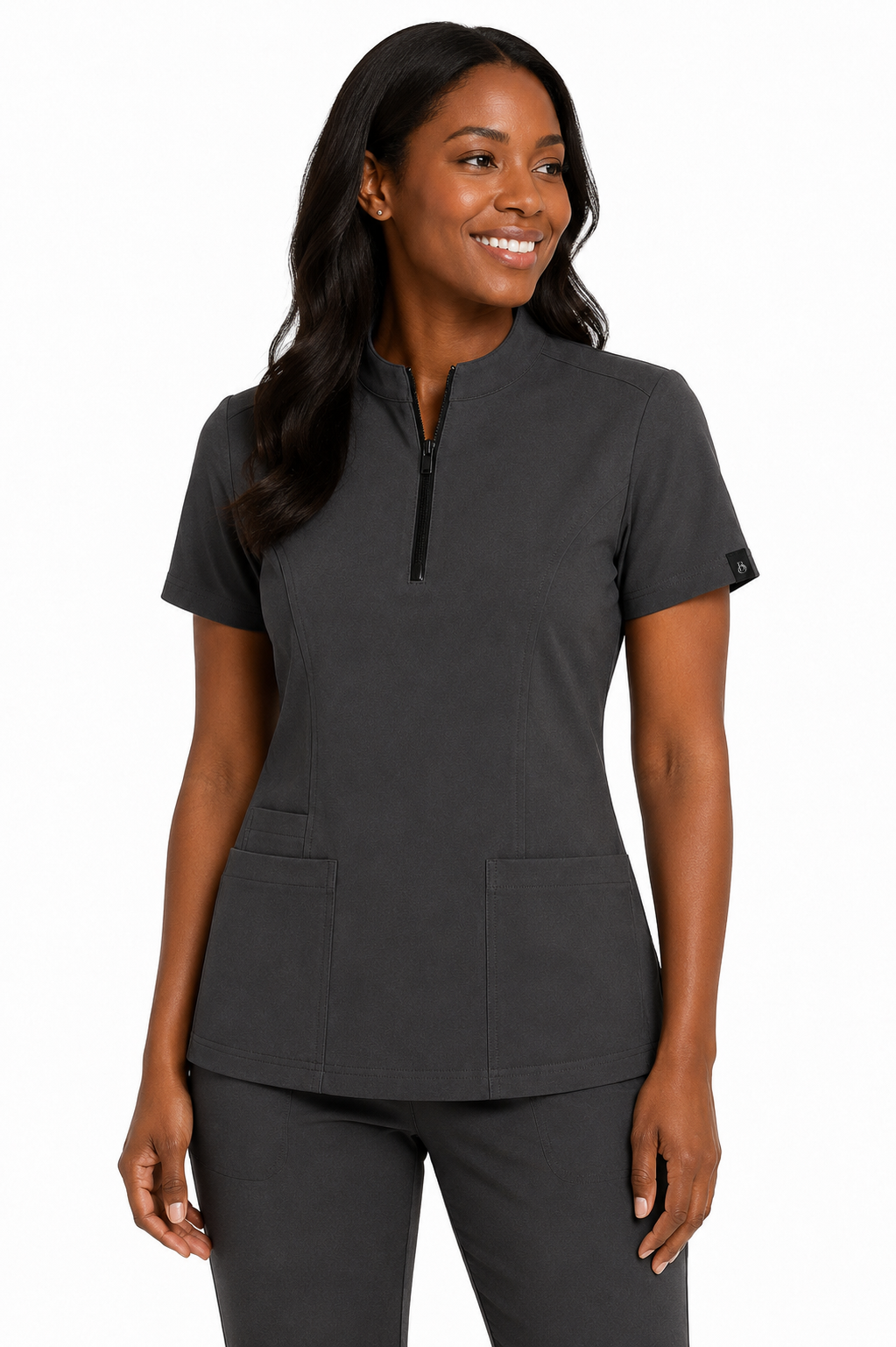 The Branded Top – High Zip Neck Charcoal
