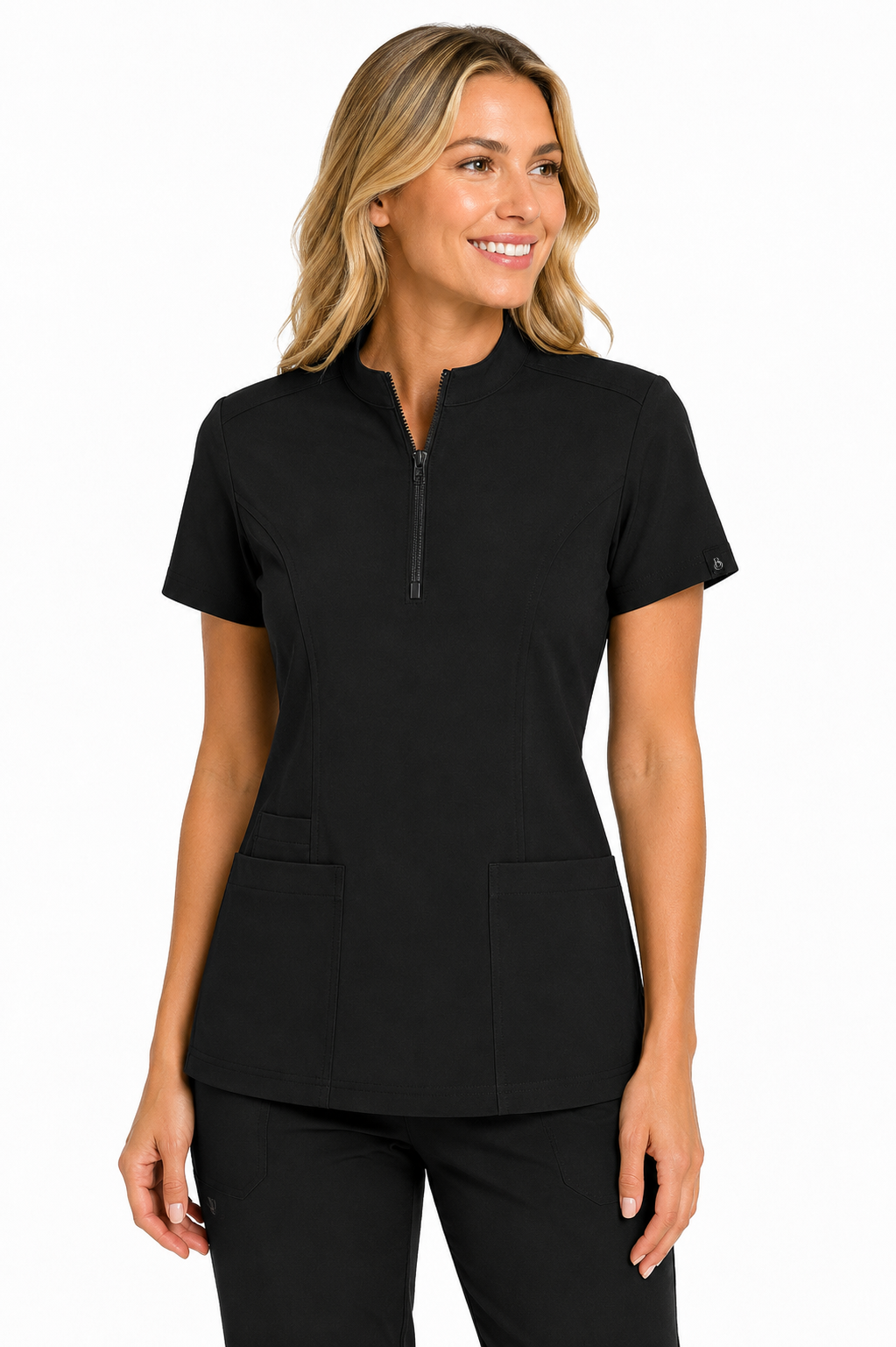 The Branded Top – High Zip Neck Black