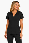 The Branded Top – Open Collar Black