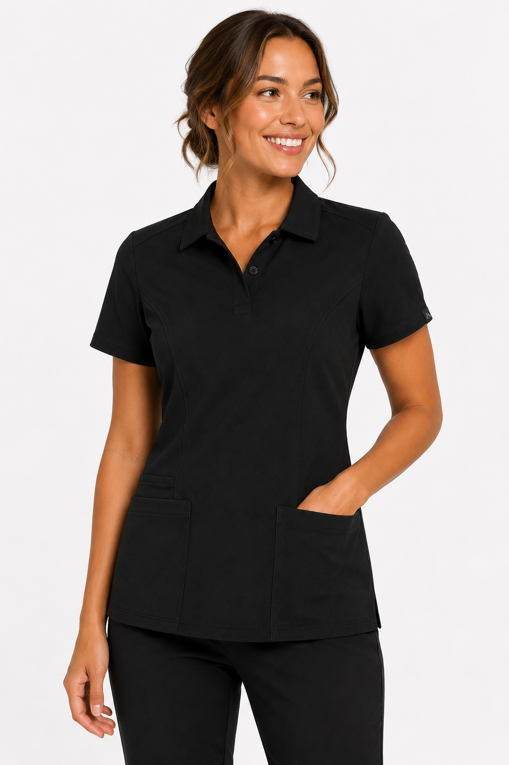 The Branded Top – Button Polo Black