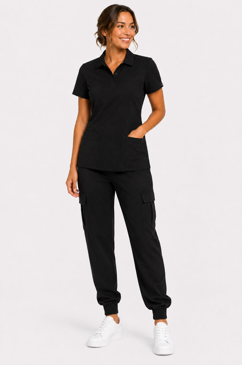 The Branded Trouser – Cuffed Cargo Black