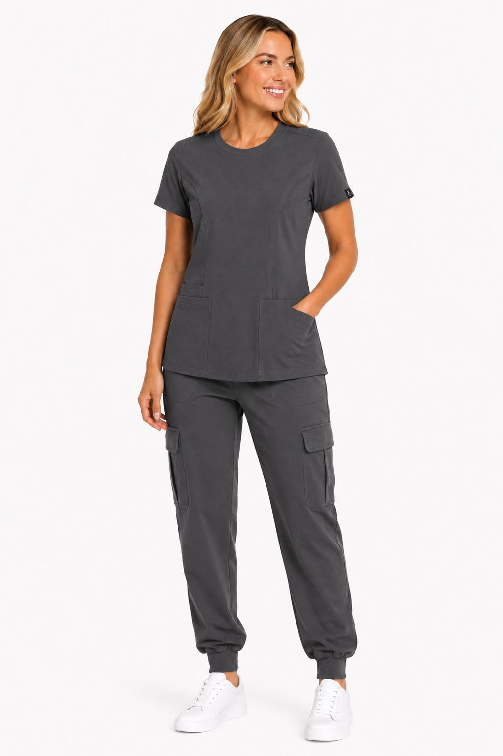 The Branded Trouser – Cuffed Cargo Charcoal
