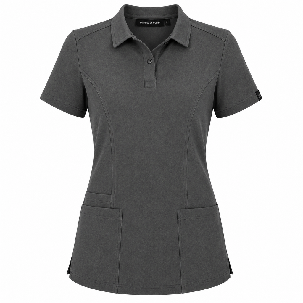 The Branded Top – Button Polo Charcoal