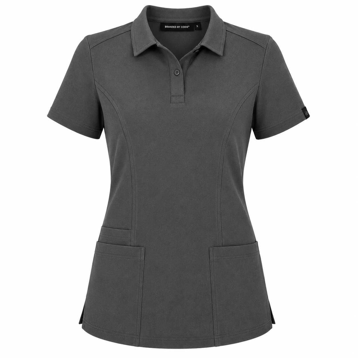 The Branded Top – Button Polo Charcoal