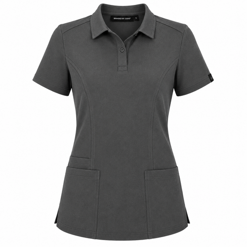 The Branded Top – Button Polo Charcoal