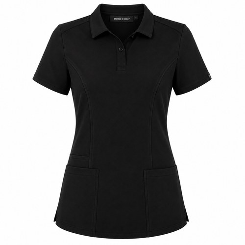 The Branded Top – Button Polo Black